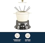MasterClass Cast Iron Fondue Set with 6 Forks Cream 21x18cm Enamel Bowl view 3