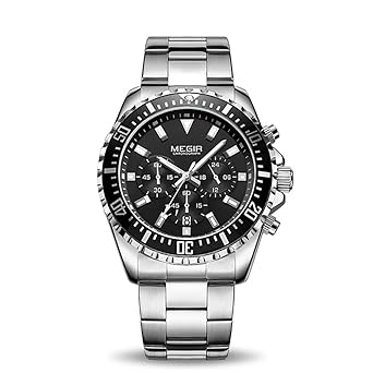 Chronograph Sapphire Collection Silver Dial Watch with Free Bracelet for Men & Boys.