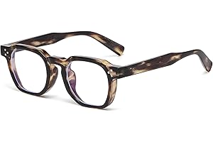 AIEYEZO Retro Blue Light Glasses for Men Women Square Thick Framed Eyeglasses Trendy Vintage Computer Glasses