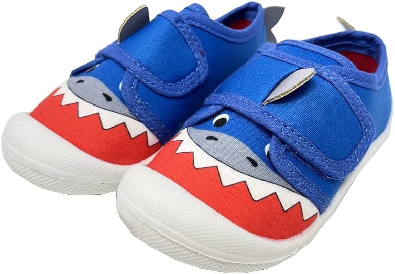 HTUK® Boys Shoes Kids Blue Shark Easy Fasten Canvas Shoes HTUK® Boys Shoes Kids Blue Shark Easy Fasten Canvas Shoes