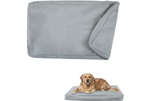 Mebiosi Dog Bed Covers, Water Resistant Washable Dog Bed Covers Replacement with Zipper Grey(46"x29"x4" XL)