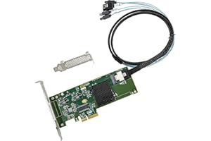SAS HBA Card Compatible with LSI 9211-4i IT Mode PCIe SATA Expansion Card, SAS Expander Support, 4-Port 6Gbs PCIe 2.0, HBA Co