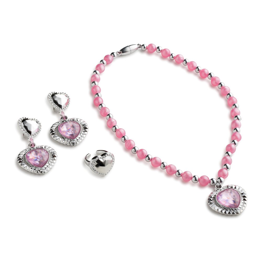Dress Up America Jewelry Set For Little Girls - Princess Jewellery Box Includes Beautiful Necklace, Bracelet & Earring - Pretend Role Play For Little Girls (Pink)