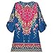 HiMONE Women's Bohemian Tunic or Dress Neck Tie Floral Print Ethnic Style Casual Dress Large