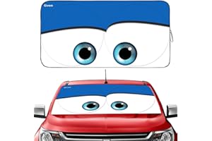 Gven Windshield Sun Shade, 2024 Car Sun Shade for Front Windshield Funny Car Eyes Sunshades Sun Visor Protector Blocks UV Rays Foldable 210T Keep Your Vehicle Cool
