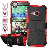 ElBolt TM 3 in 1 Bundle HTC One Mini 2 / HTC One Remix / HTC M8 Mini Armor Grenade Stand Hard Gel Case -Red with Free Ultra-Sensitive Stylus Pen and Premium Screen Protector by ElBolt TM