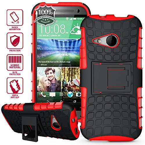 ElBolt TM 3 in 1 Bundle HTC One Mini 2 / HTC One Remix / HTC M8 Mini Armor Grenade Stand Hard Gel Case -Red with Free Ultra-Sensitive Stylus Pen and Premium Screen Protector by ElBolt TM