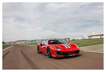 Amazoncom Ferrari 488 Pista 2018 Car Print On 10 Mil