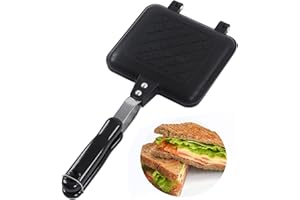 Frying Pan, Nonstick Double Sided Frying Pan, Flat Bottom Sandwich Pan, Aluminum Alloy Sandwich Pancake Maker Pan for Toaster
