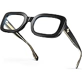 VISOONE Rectangle Blue Light Blocking Glasses Thick Square Frame Computer Glasses Vintage Women Men Harmony