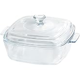 1.2L Tempered Glass Casserole Dish for Oven with Lid, Small Square Microwave Oven Baking Dish with Glass Lid