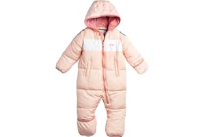 DKNY Baby Girls’ Snowsuit – Hooded Fleece Lined Warm Winter Coat – Zip Snow Pram for Newborns and Infants (0-24M)