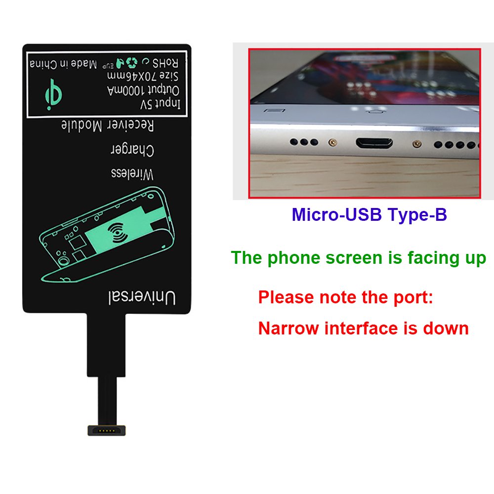 Qrity Android Qi Wireless Charging Receiver Ultra Slim Micro USB