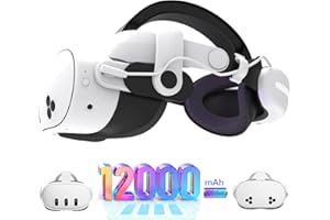 MLemonVR 12000mAh Battery Head Strap for Oculus/Meta Quest 3/3s, Extended Playtime VR Accessories, Adjustable Comfort Design, Lightweight, Enhanced Gaming Experience (White_S4)