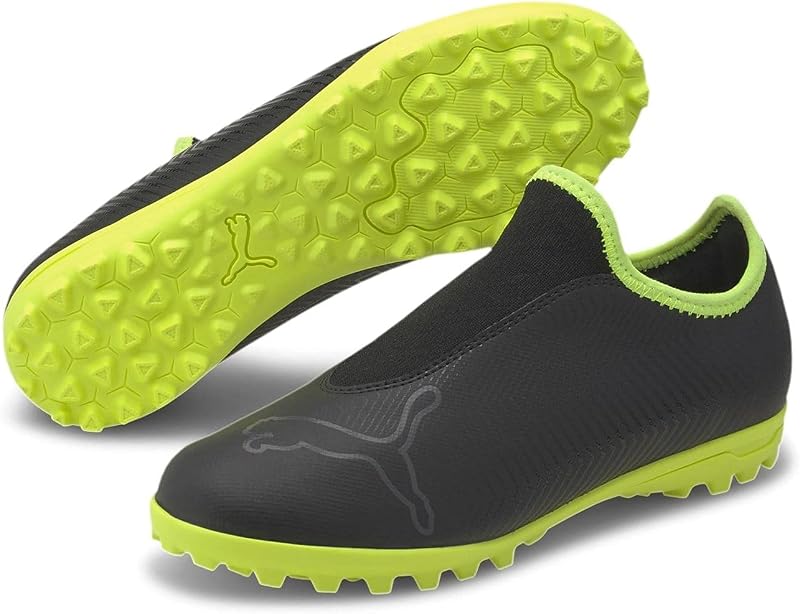 PUMA Finesse Astro Turf Football Boots Childrens Black Fluorescent Yellow UK 2
