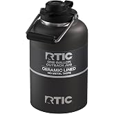RTIC 1 Gallon Outback Jug, Ceramic Lined, Black | Stainless Steel, Insulated Water Bottle with Lid and Handle, Double Wall Vacuum Insulation