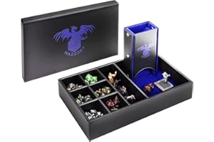 YIXINLOMYY DND Dice Tray and Dice Tower with Storage Box, 4 in 1 D&D Dice Rolling Tray and Tower with Lid, Dungeons Dragons Dice Storage Case Accessories Gift for MTG DM (Blue)