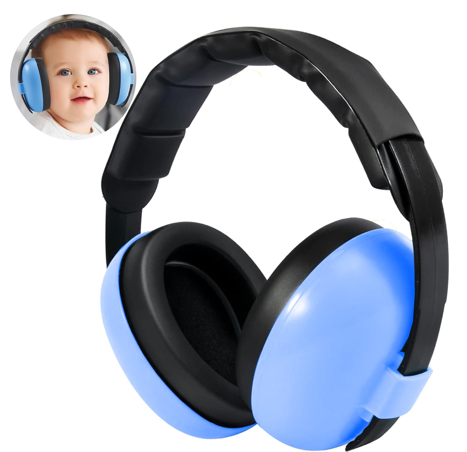 YingErTool Baby Ear Defenders for Toddler Infant Newborn up to 36 Months, Noise Cancelling Headphones Ear Protection Adjustable Earmuff for Firework, Concert, Cinema (Blue)