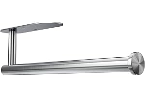 Auxmir Paper Towel Holder Under Cabinet, SUS304 Stainless Steel Paper Towel Bar for Kitchen, Self-Adhesive & Drilling Hand To