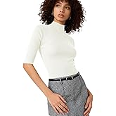 v28 Mock Neck Sweaters for Women Sexy Zip Fall Winter Fitted Cute Knit Sweater