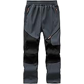 Buyboxs Kids Winter Pants Fleece Lined Waterproof Boys Ski Pants Thermal Outdoor Softshell with Zipper Pockets