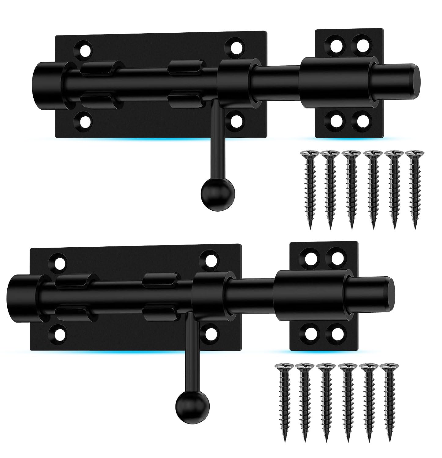 Slide Bolt Gate Latch, 6.3 Inch Heavy Duty Solid Stainless Steel Bolts Latches,for Fence, Yard Doors, Garages, Bedrooms, Cupboards and Window (2 Pack, Black) — image 1
