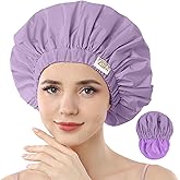 Years calm Reusable Waterproof Shower Caps for Women, Hair Caps for Showers, Double-Layer Elastic Design, for All Hairstyles, Travel-Friendly (Purple)