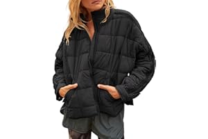 Gacaky Women's Baggy Lightweight Zip Puffer Jacket Warm Winter Down Coat with Pockets