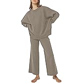 Pink Queen Women's 2 Piece Outfits Sweater Sets Knit Pullover Tops And Wide Leg Pants Loose Tracksuit Lounge Set