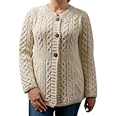 Carriag Donn Aran Sweater Made in Ireland for Women Merino Wool a Line Cardigan