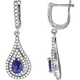 Sterling Silver Womens Cubic Zirconia Tear Drop Dangle Earrings