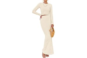 BTFBM Women's Fashion 2 Piece Outfits 2023 Fall Winter Long Sleeve Bodycon Pullover Tops Ruched Mermaid Maxi Skirt Set