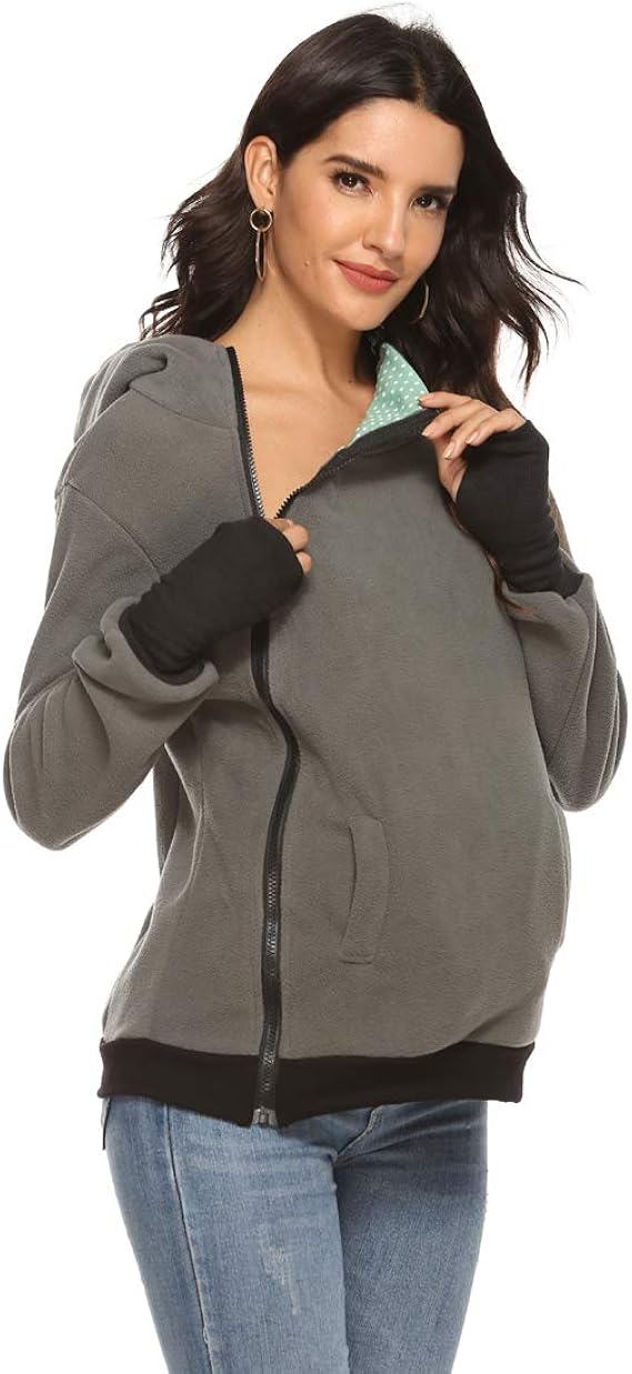 Wjhw 3 En 1 Maternite Sweats A Capuche Polaire Kangourou Porte Bebe Porteur Femme Zipper Pull Molletonne Blouson Femme Bilkvarteret Vetements Grossesse Et Maternite