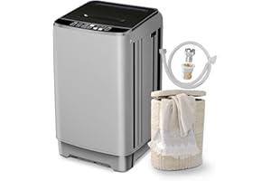 Zyerch Portable Washing Machine 2.3 Cu. Ft. Full-Automatic Compact Washer Machine for Apartment, 10 Wash Program Small Portable Washer for Dorm, Apartment, RV, Home, Silver