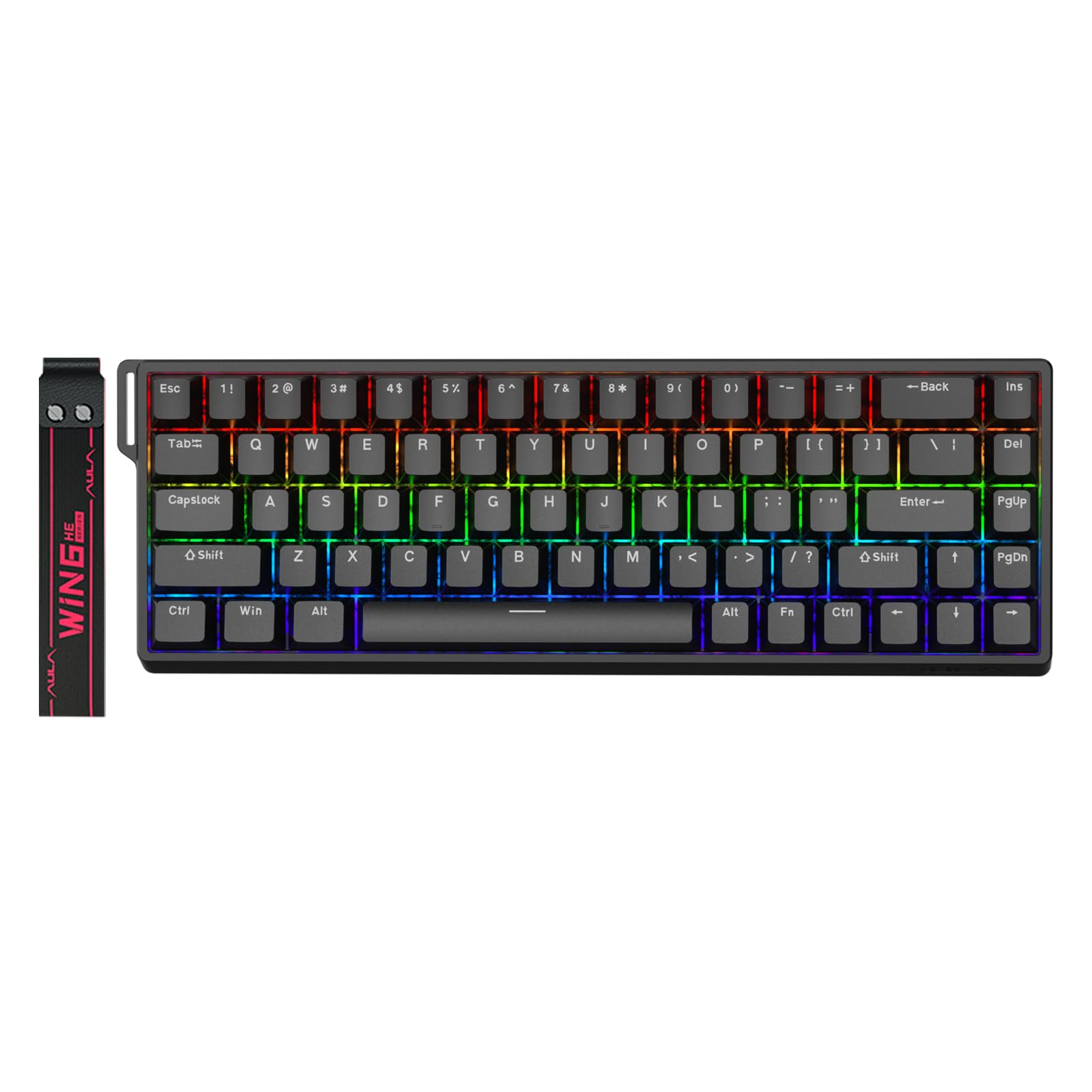 AULA WIN68 HE Mechanical Gaming Keyboard 60%, Hall Effect Magnetic Switch, Fast Trigger Mode Adjustable Actuation, 8000Hz Polling Rate, RGB Backlit, Wired Black Keyboard for Laptop/PC Gamer