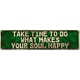 CIVOTIL Meditation Room Sign - Take Time to Do What Makes Your Soul Happy, Home Zen Décor, Namaste Wall Décor, Farmhouse Meditation Spiritual Wall Art for Yoga Studio Bathroom Bedroom Gift, 4" x 16"