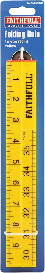 Faithfull Folding Rule 1m / 36in Yellow ABS with Metric & Imperial view 9
