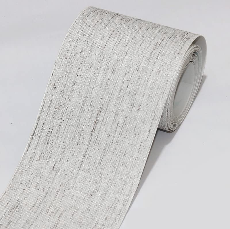 VisitRyl Wallpaper Border Peel and Stick for Bathroom Wall Border Sticker Home Ceiling Decorative Border Light Grey Weave 10cm X 500cm