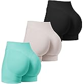 TDIFFUN Women Workout Shorts 3 Pack Gym Seamless Scrunch Butt Lifting Impact High Waist Yoga Biker Booty Athletic Shorts