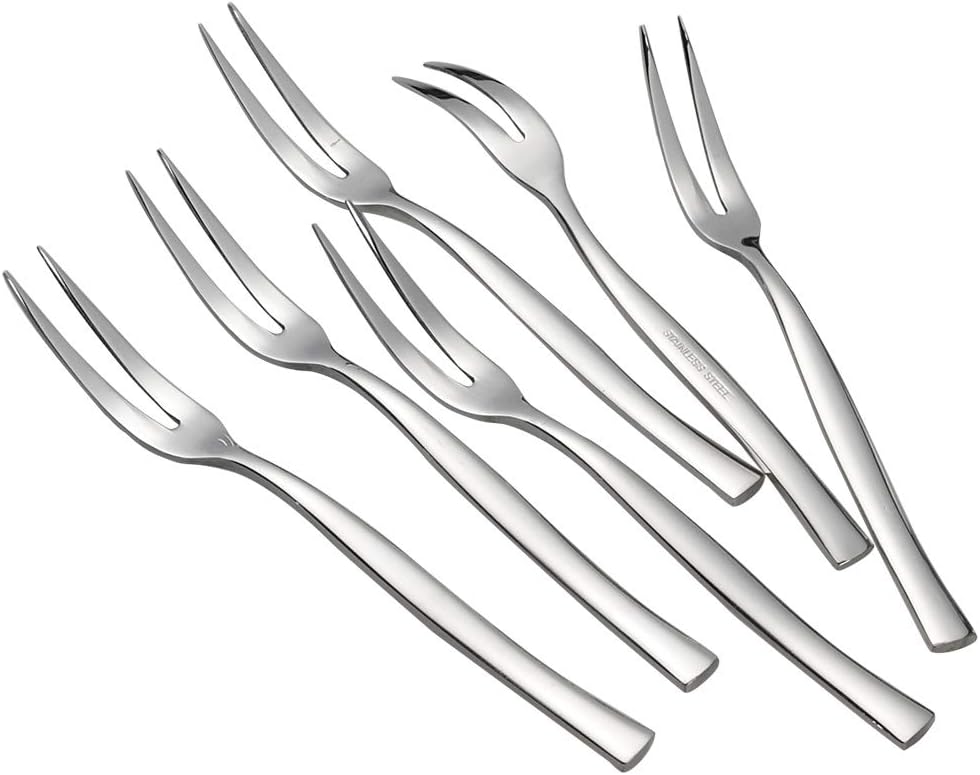 Vareone 12 Pieces Stainless Steel Fruit Forks, Small Cutlery Dessert Forks Set, Tasting
