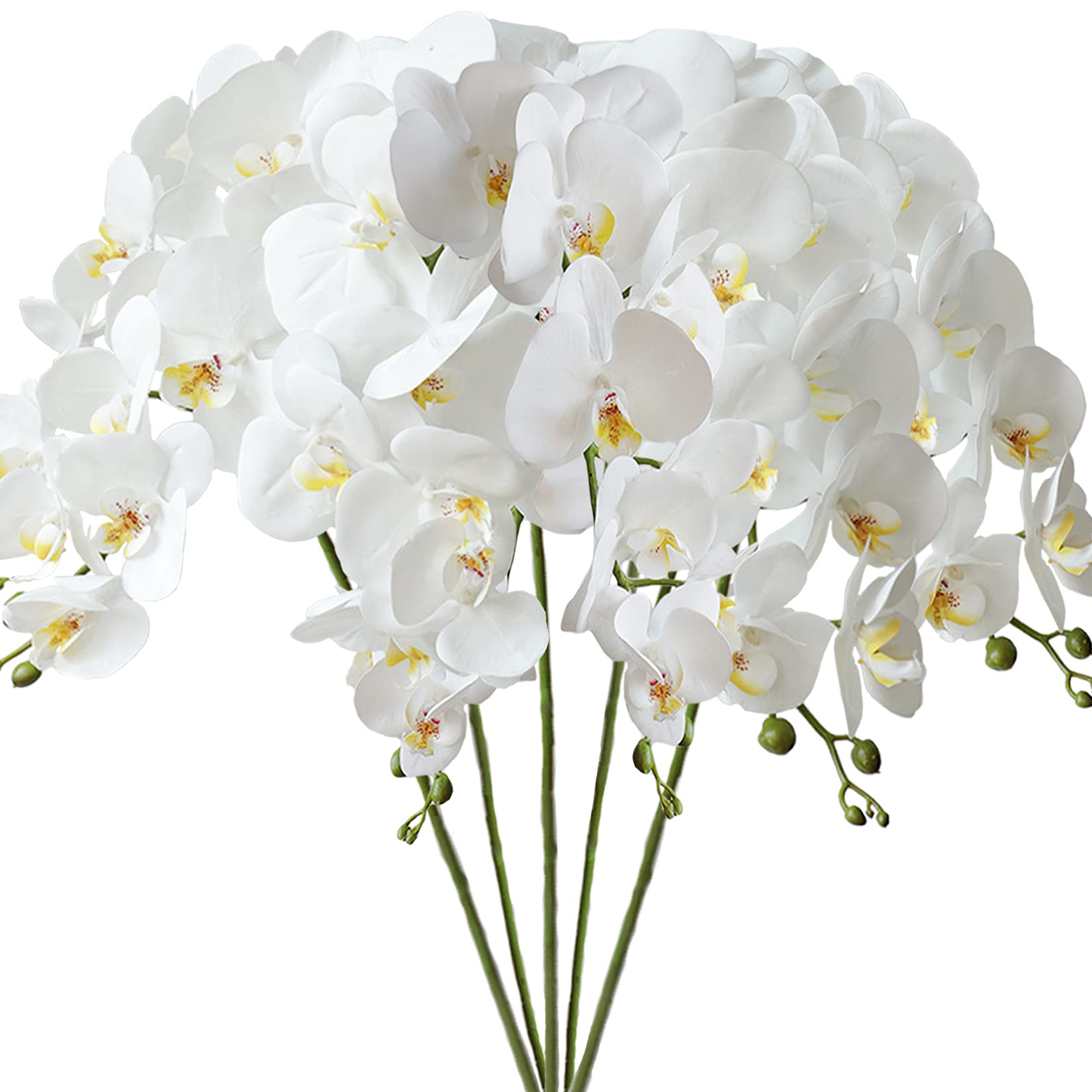 FagusHome 32" Artificial Phalaenopsis Flowers 5 Pcs Artificial Orchid Flowers Stem Plants for Home Décor