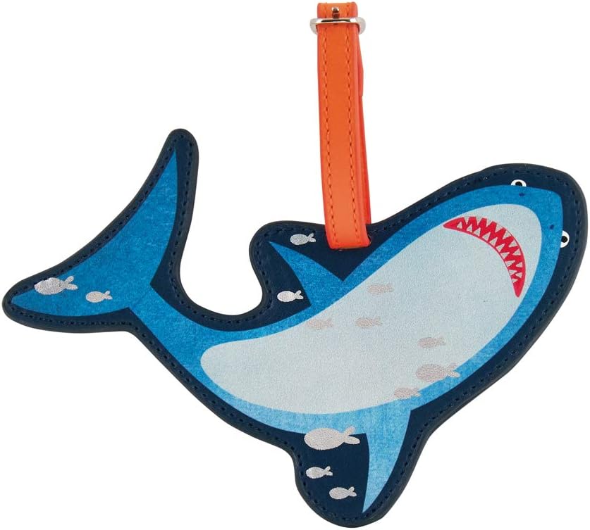 Floss & Rock Deep Sea Great White Shark Blue and Orange 6 x 4 Inch Acrylic Name Address Luggage Travel Tag