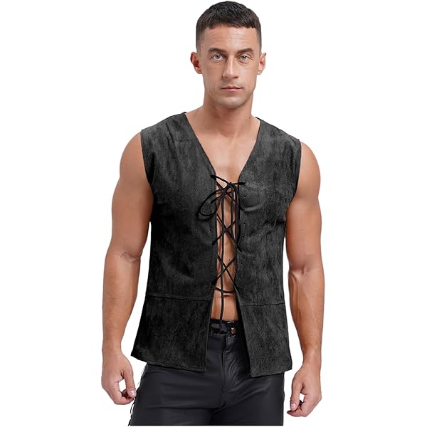 Amazon.com: Eandarui Men's Lace-up Front Retro Vest Vintage