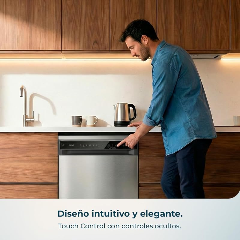 Lavavajillas 60 cm Libre Instalación Bolero Aguazero 6205 Dark. 13 Cubiertos, 12 Programas, Motor Inverter Plus Duo, Panel Táctil, Extra Hygiene, Super Dry, Half Load, Silent Wash, Dark