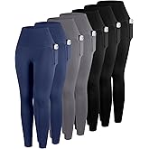 ATHVOTAR Leggings with Pockets for Women, 7 Packs High Waisted Workout Tummy Control Yoga Pants