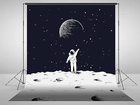 Tela Di Fondo Di Fotografia Uomo Sulla Luna Disegno In Nero