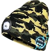 Zyntrazy Bluetooth Beanie with Light | Unisex Gift for Men, Women,Wireless Headphones & Headlamp for Fishing Jogging Working