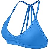 YEOREO Workout Sports Bras for Women Padded Strappy Open Back Gym Bra Light Impact Criss Cross Yoga Crop Top
