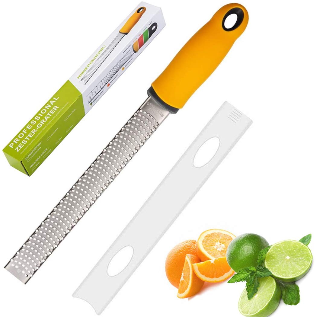 Hoshen 5 Colors Stainless Steel Lemon Grater, Multifunctional Cheese Grater, Sharp Stainless Steel Blade and Protective Cover, Safe Dishwasher - Yellow