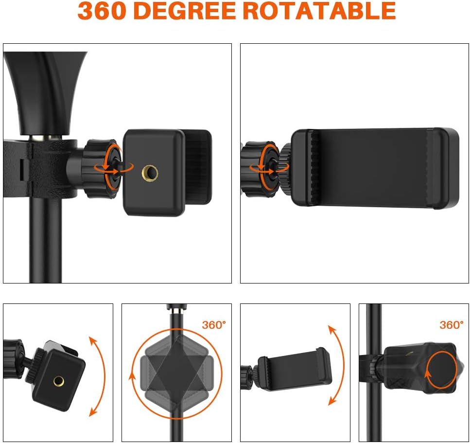 Selfie Ring Light with Adjustable Phone Holder&Stable Disc Base, Yoozon Dimmable Led RingLight with 3 Light Modes&10 Brightness for TikTok YouTube Video Shooting, Makeup, Photography, Live Streaming : Camera & Photo